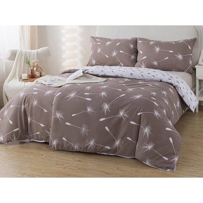 Xpose bavlna povlečení DANDELIA DUO na dvě lůžka hnědé/bílé 140x200 70x90 – Zboží Dáma