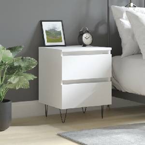 vidaXL Нощно шкафче, бяло, 40x35x50 см, инженерно дърво (826876)