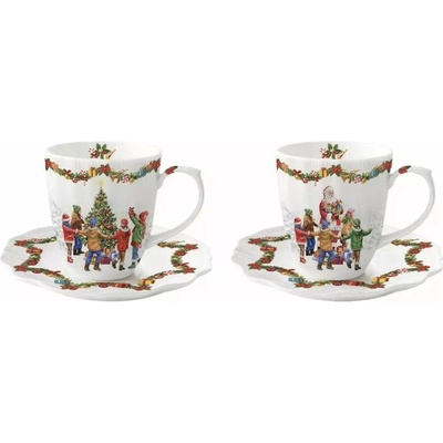 Easy Life Porcelánové šálky a podšálky Christmas Round Dance 2x 110 ml