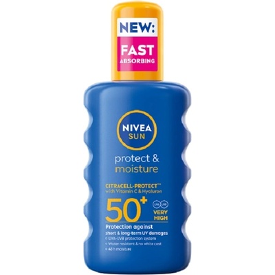 Nivea Sun Слънцезащитен спрей Protect & Moisture, SPF50+, 200 ml