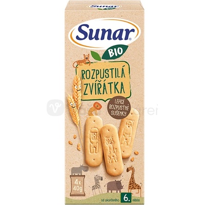 Sunar Rozpustilá zvířátka sušenky BIO 4 x 40 g