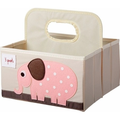 3 sprouts Úložný košík na přebalovací pult Hedgehog Gray Elephant Pink