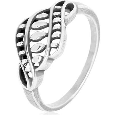 Šperky eshop Stříbrný prsten 925 úzká ramena vyřezávaný ornament se zrníčky a patinou BB01.11