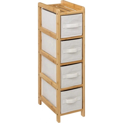 5five Simply Smart Úzký bambusový regál TIDY s 4 texitlními košíky, výš. 78,5 cm – Zboží Dáma