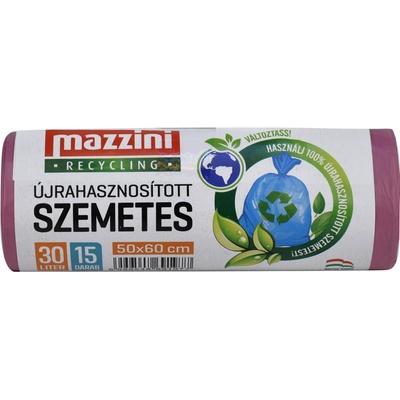 MAZZINI Vrecia na odpadky recyklované 30 l 12µm 15 ks ružová