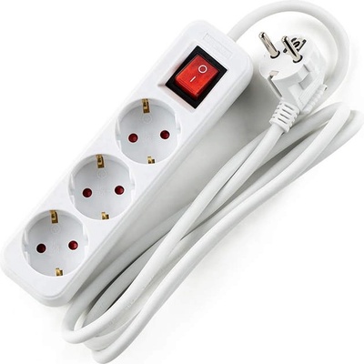 Muhler Електрически разклонител Muhler с ключ 3 гнезда и кабел 3 м