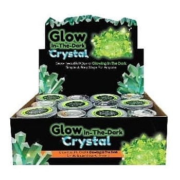 Krystal rostoucí svítící ve tmě