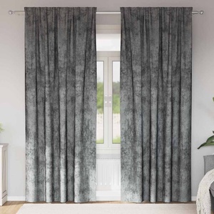 Pure Line Home Кадифени завеси в цвят тъмносив с комбиниран перделък, 2 бр. , 140 x 225 см