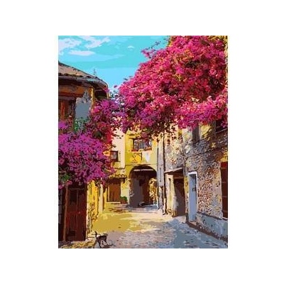 Smart Flamingo Creative set Flamingo Line Painting by numbers 40x50cm Street with flowering trees (fys055)