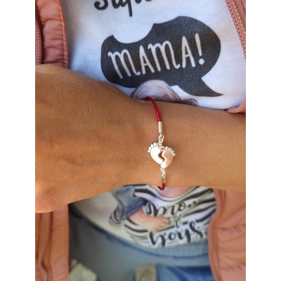 Гривна с бебешки крачета с име и дата на раждане (ДСГК)