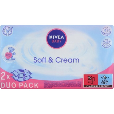 Nivea Baby Soft & Cream čistiaci obrúsok 2 x 63 ks