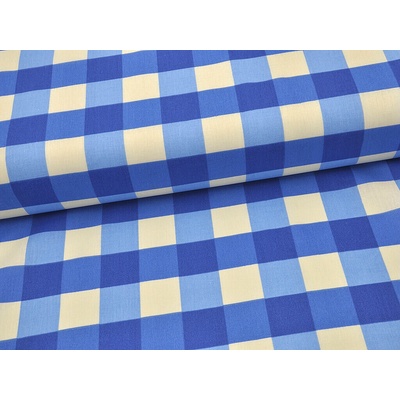 Mirtex Plátno HABINA 125/92384-46 Velké kostky modré šíře 142cm
