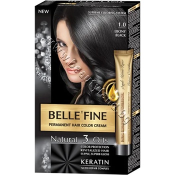 Belle'Fine Боя за коса Belle'Fine, 1.0 Ebony Black, p/n BF-16301.0 - Крем-боя за коса с провитамин B5, абаносово-черна (BF-16301.0)