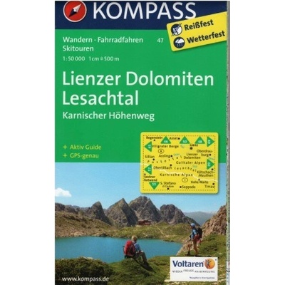 Kompass 47 Lienzer Dolomiten, Lesachtal 1:50 000 turistická mapa
