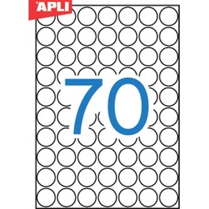 APLI Етикети, кръгли, 19 мм, бели, a5, apli, 1050 етикета в опаковка 01853 (01853)