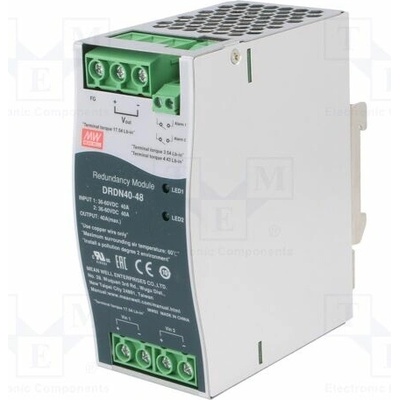 MEAN WELL DRDN40-48 Redundantní modul; na lištu DIN; 48VDC; 40A; 36÷60VDC; -40÷80°C