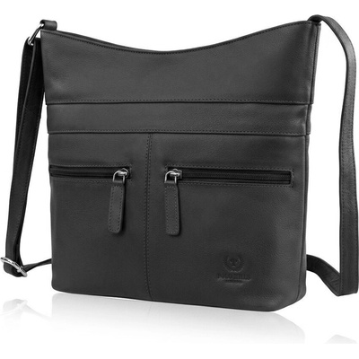 Čierna dámska kožená crossbody kabelka Almira