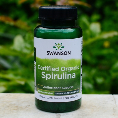 Swanson Certifikovaná Organická Spirulina 500 mg 180 tabliet