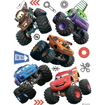 AG Design DK1766 Samolepicí dekorace CARS ON BIG WHEELS rozměry 65 x 85 cm