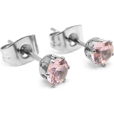 Steel Jewelry Náušnice z Chirurgické oceli s kamínkem 0,4 cm růžové NS250204