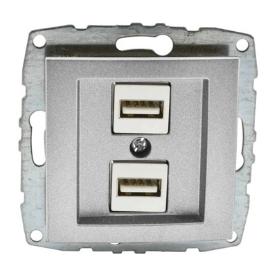 VITO Usb ЗАРЯДНО ДВОЙНО МЕХ. mono despina СРЕБРО (mn-500-002105-178)