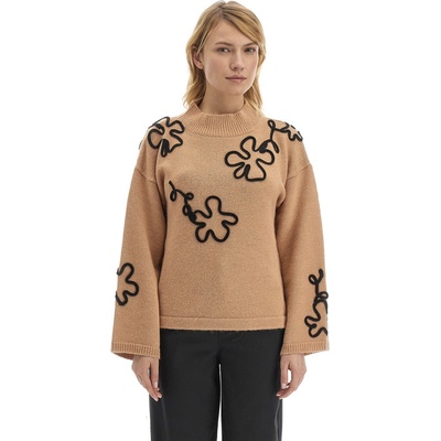 La martina WOMAN SWEATER CREW NECK ALPACA hnědá – Zboží Mobilmania