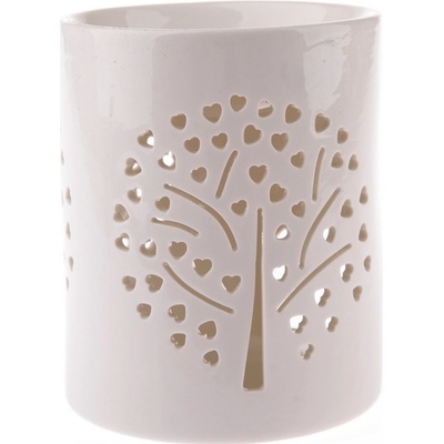 Porcelánová aromalampa Heart tree bílá, 11 x 13 cm
