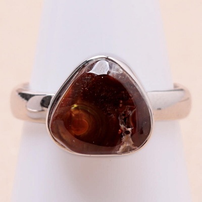 Nefertitis Achát mexický ohnivý prsten stříbro R644