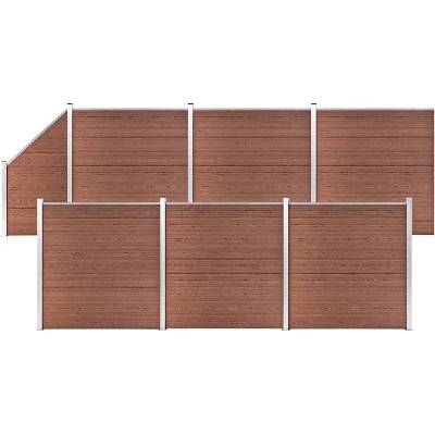 vidaXL Plotová sada WPC 6 čtvercových + 1 šikmý díl 1138x186 cm hnědá