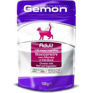 Gemon adult with beef and vegetables - Пауч за котки с Говеждо и зеленчуци - 100гр