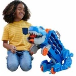 Mattel Lets Race Netflix -2: 1 transporter for T-Rex with including car racing track, with lighting and sounds, including 2 toy cars, space for 20 cars, Hot Wheels Dino, toys from 4 years, HNG50