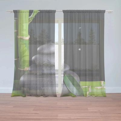 Sablio Záclony Bambus a kamene: 2ks 150x250cm