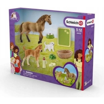 Schleich 42432 Set žriebä a Quarter kôň so šteniatkom a doplnkami