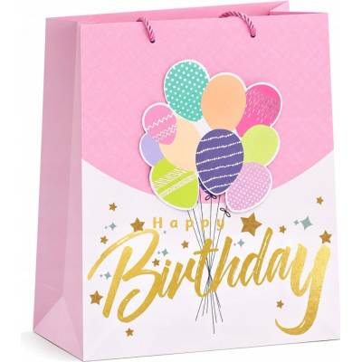 žiadna značka Ozdobná darčeková taška „Happy Birthday“ s balónmi 18×23×10 cm
