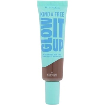 Rimmel London Kind & Free Glow It Up Moisturising Skin Tint хидратиращ фон дьо тен за чувствителна, суха и нормална кожа 30 ml нюанс 605 Deep Chocolate