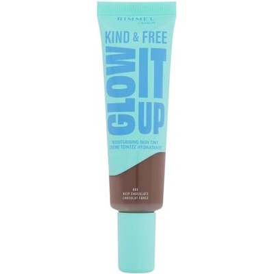 Rimmel London Kind & Free Glow It Up Moisturising Skin Tint хидратиращ фон дьо тен за чувствителна, суха и нормална кожа 30 ml нюанс 605 Deep Chocolate