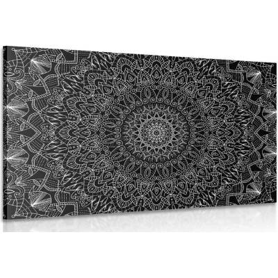 Obraz detailní ozdobná Mandala v černobílém provedení - 60x40