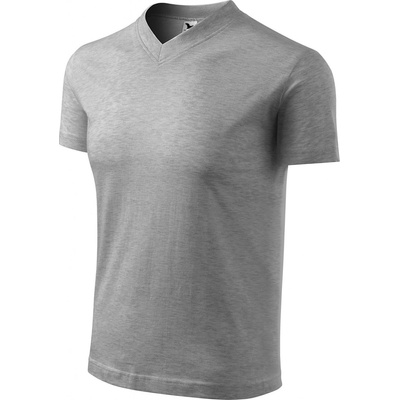Malfini V neck Tričko unisex tmavě šedý melír