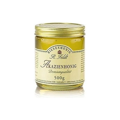 Rüdiger Feldt Imkerei + Bienenprodukte Akátový med barva champagne tekutý jemný-sladký dobrý pro slazení 500 g