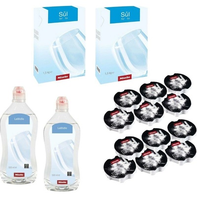 Miele SET 12x Miele PowerDisk + 2x Miele Sůl do myčky 1,5 kg + 2x Miele Leštidlo do myčky 500 ml