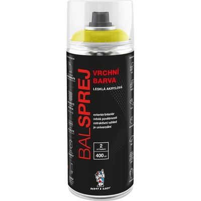 Balsprej vrchná univerzálna akrylová farba v spreji 400 ml RAL 1016 žltá sírová