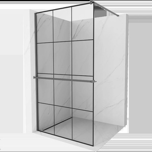 Mexen Kioto+ душ преграда с лавица Walk-in 100 x 200 см, черна решетка, gun metal (800-100-121-95-77)