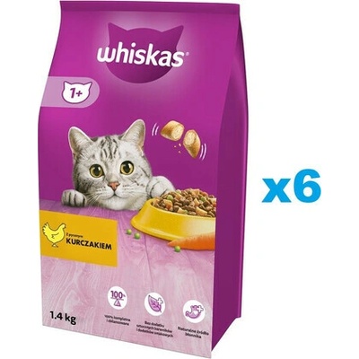 Whiskas Adult s lahodným kuracím mäsom 6 x 1,4 kg