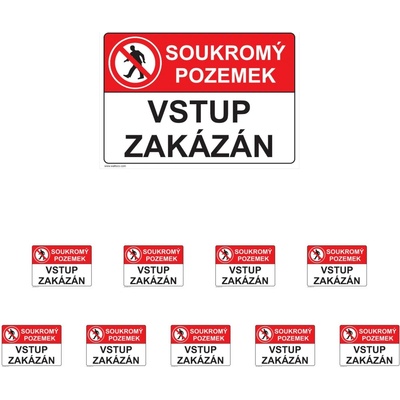 Walteco Soukromý pozemek, vstup zakázán 297x210mm, formát A4, plastová tabulka Množství: 10 ks , 20043BP2
