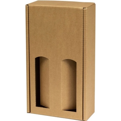 Dárková krabice na víno 175x350x85 mm, 2 x 0,75 l, hnědá - kraft