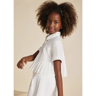MAYORAL Къса риза в мръсно бял цвят плисе за момиче Mayoral