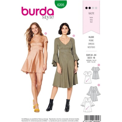 Strih Burda 6205 - Šaty (v angličtine)