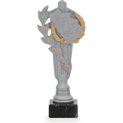 Trofej luxusní se symbolem karet výška 26 cm stříbrná/zlatá