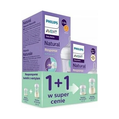 Philips Avent SCY670/01 + SCY673/01 Láhev responzivní přírodní s ventilem Air Free 260 ml
