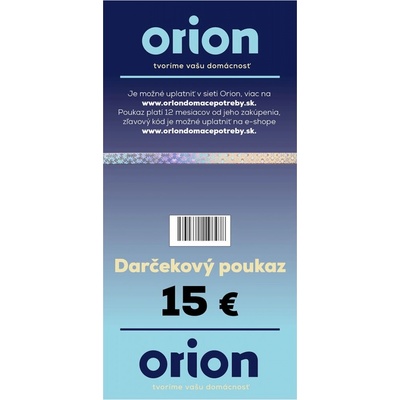 Darčekový poukaz Orion 15 EUR